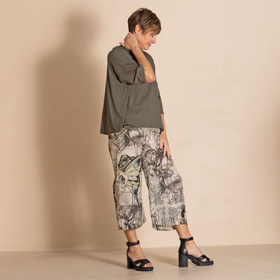 Megan Salmon - Viscose Lycra Box Tee - Khaki