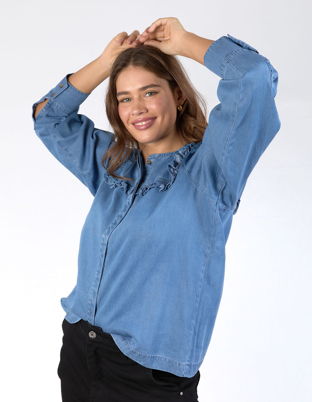 Elm - Frankie Blouse - Denim / Mid Blue Wash