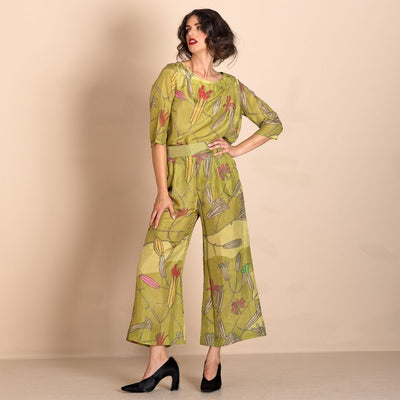 Megan Salmon - Wall Lettuce 7/8 Loose Wide Leg Pant
