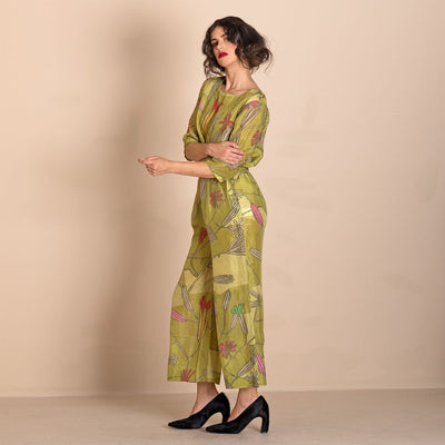 Megan Salmon - Wall Lettuce 7/8 Loose Wide Leg Pant