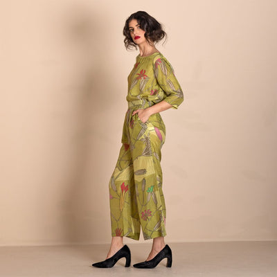Megan Salmon - Wall Lettuce 7/8 Loose Wide Leg Pant