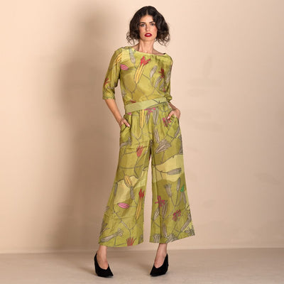 Megan Salmon - Wall Lettuce 7/8 Loose Wide Leg Pant