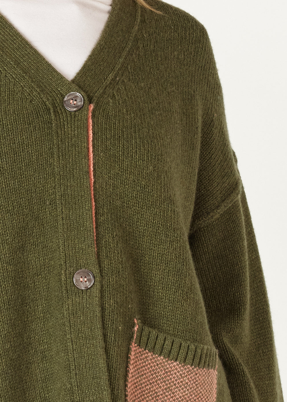 Zaket & Plover - Birdseye Pocket Cardi - Olive ZP701