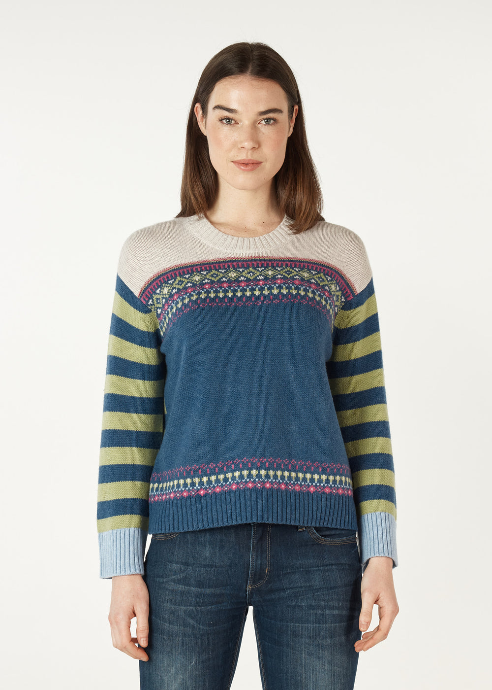 Zaket & Plover - Fairisle Jumper - Denim - ZP7102