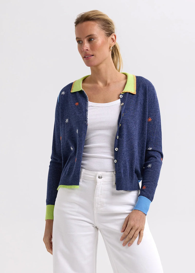 Zaket & Plover - Blossoms Hand work Cardi - ZP7708 - Denim