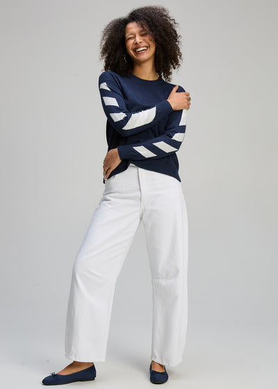 Zaket & Plover - Sleeve Accent Jumper - Dark Denim (ZP8105)