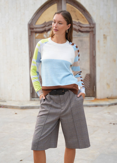 Zaket & Plover - Colour Block Jumper - White (ZP8127)