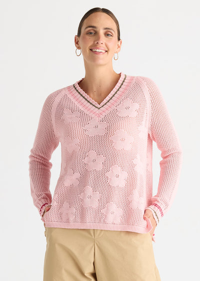 Zaket & Plover - Floral Pointelle Vee