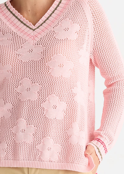Zaket & Plover - Floral Pointelle Vee