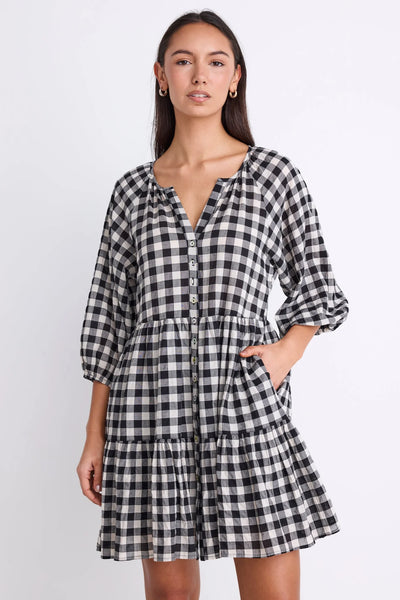 Ivy + Jack - Aries Gingham Mini Dress - Black - 151116