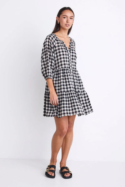 Ivy + Jack - Aries Gingham Mini Dress - Black - 151116