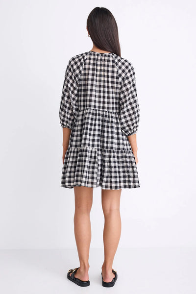 Ivy + Jack - Aries Gingham Mini Dress - Black - 151116
