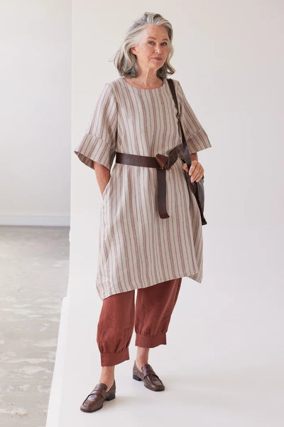 Eva's Sunday - Avery Midi Dress - Brick Stripe