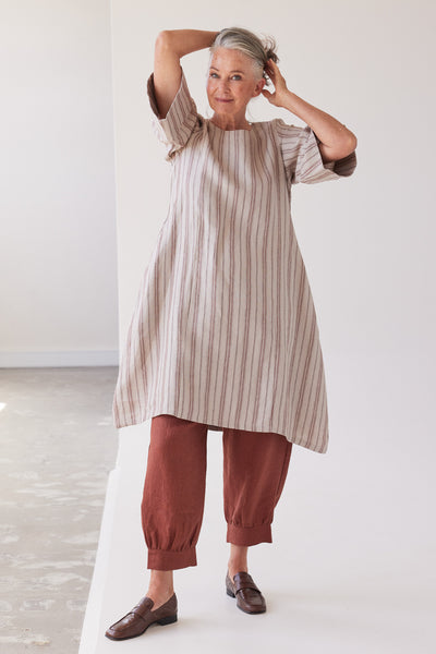 Eva's Sunday - Avery Midi Dress - Brick Stripe