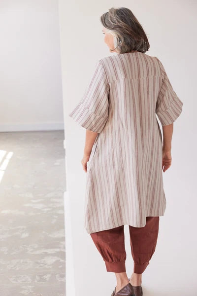 Eva's Sunday - Avery Midi Dress - Brick Stripe