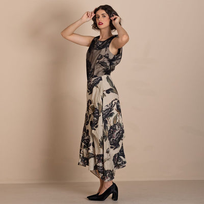 Megan Salmon - Black Roses Origami Skirt