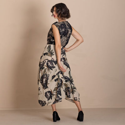 Megan Salmon - Black Roses Origami Skirt