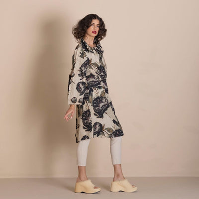 Megan Salmon - Black Roses Tuck Coat