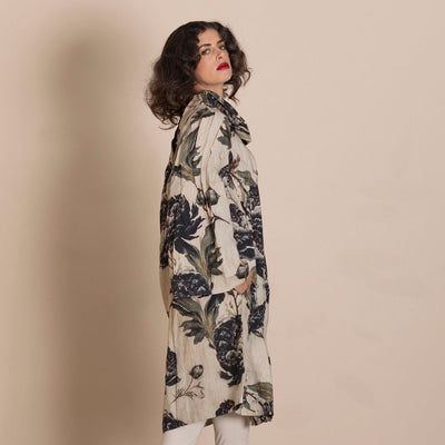 Megan Salmon - Black Roses Tuck Coat