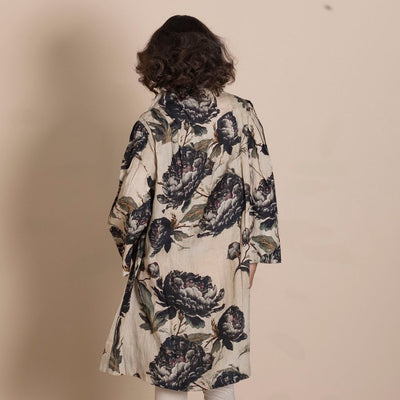 Megan Salmon - Black Roses Tuck Coat