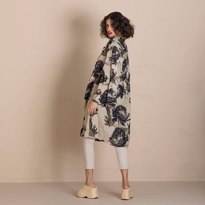 Megan Salmon - Black Roses Tuck Coat