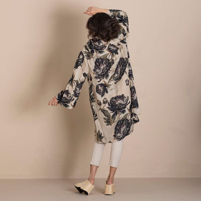 Megan Salmon - Black Roses Tuck Coat
