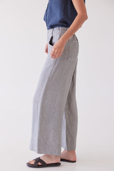 Eva's Sunday - Bowie Wide Leg Pant - Chambray Stripe