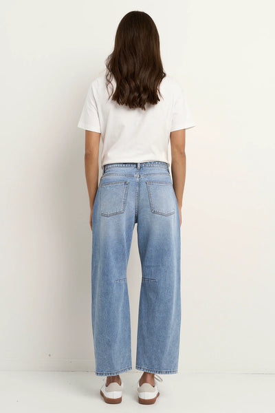 Stories to be Told - Campus Tie Waist Barrel Jeans - Light Blue - 150131
