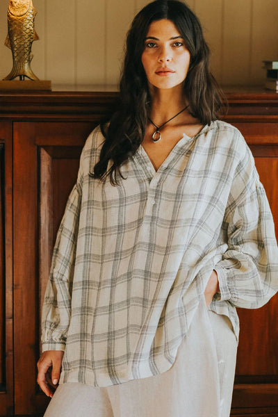 Montaigne - Dante Check Top - Cream