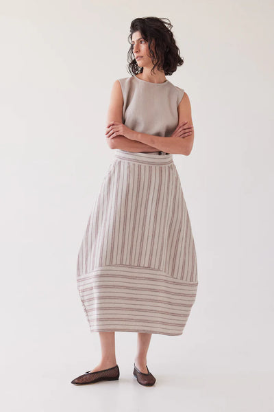 Eva's Sunday - Eadie Statement Skirt - Brick Stripe
