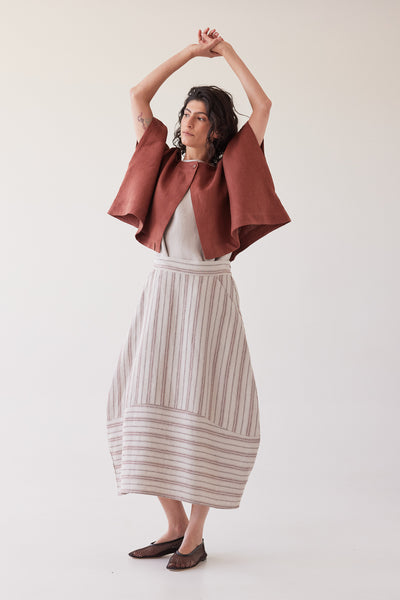 Eva's Sunday - Eadie Statement Skirt - Brick Stripe