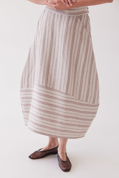 Eva's Sunday - Eadie Statement Skirt - Brick Stripe