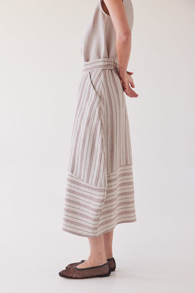 Eva's Sunday - Eadie Statement Skirt - Brick Stripe