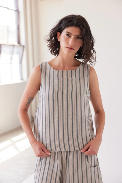 Eva's Sunday - Ellis Shell Top - Navy Stripe