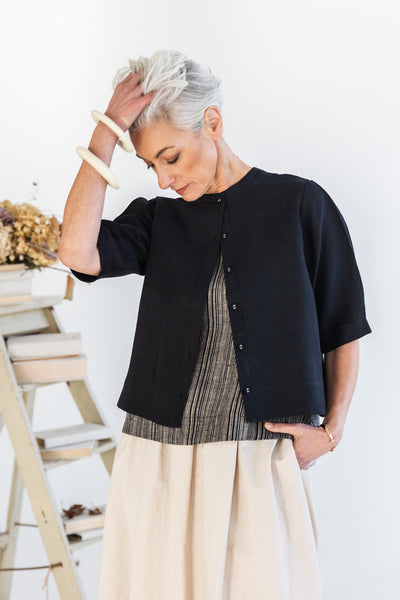 Eva's Sunday - Ellis Shell Top - Raven Stripe - EST380-RAVENSTRIPE