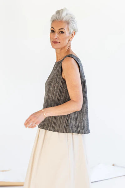 Eva's Sunday - Ellis Shell Top - Raven Stripe - EST380-RAVENSTRIPE