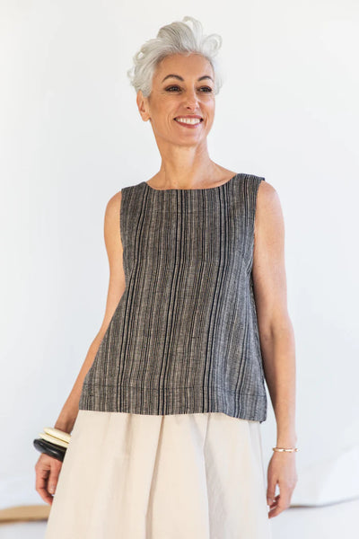 Eva's Sunday - Ellis Shell Top - Raven Stripe - EST380-RAVENSTRIPE