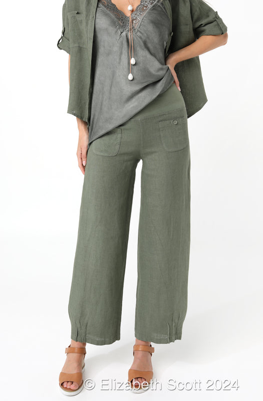 Elizabeth Scott - Linen Pants - Khaki - ES-PT-101G