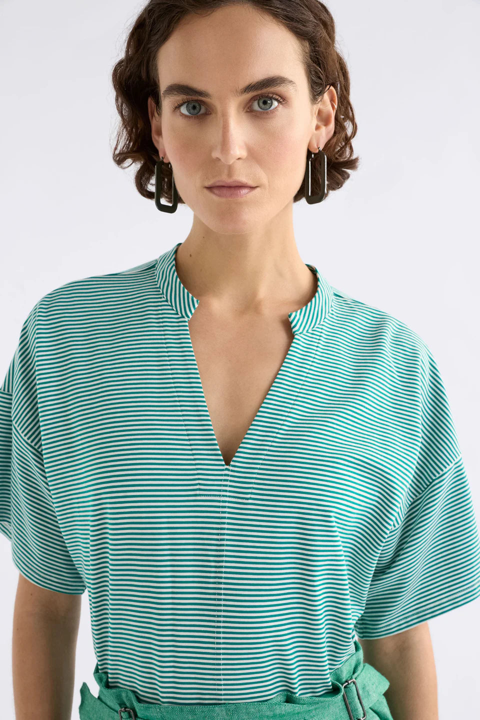 Elk The Label - Evve T Shirt - Bright Teal/White