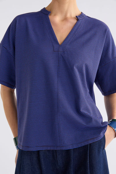 Elk the Label - Evve T Shirt - Chocolate/Cobalt