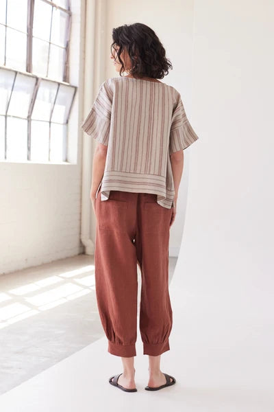 Eva's Sunday - Finley Box Top - Brick Stripe
