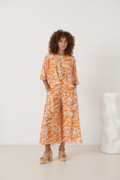 Florencia Phils - Floaty Wide Leg Pant - Abstract Orange