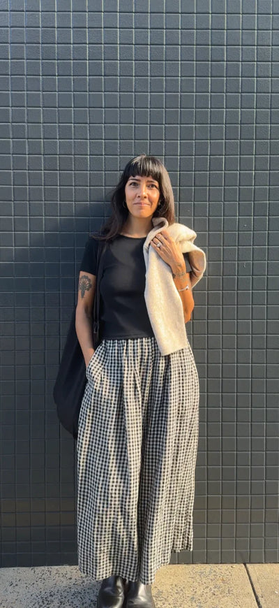 Montaigne - French Linen Culottes Gingham - Black