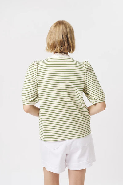 Kireina - Jacqueline Top - White/Green Stripe