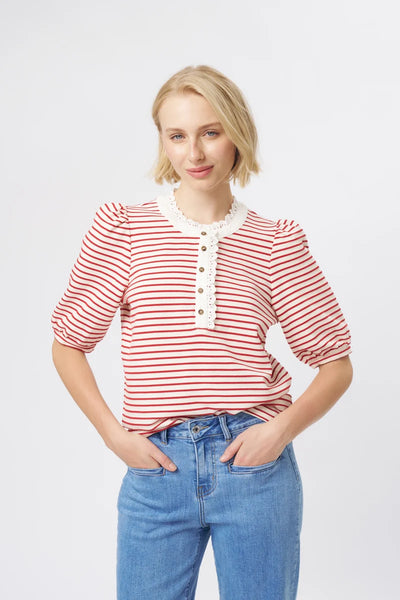 Kireina - Jacqueline Top - White/Red Stripe