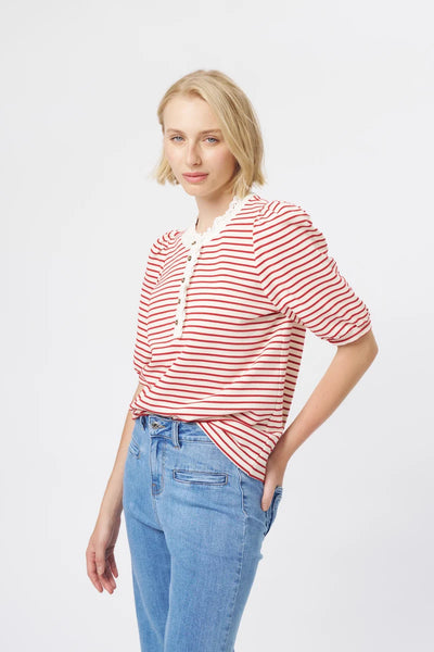 Kireina - Jacqueline Top - White/Red Stripe