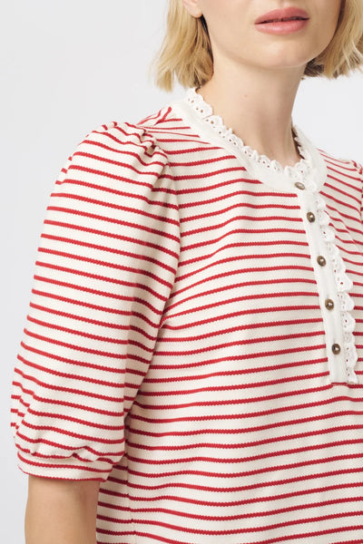 Kireina - Jacqueline Top - White/Red Stripe