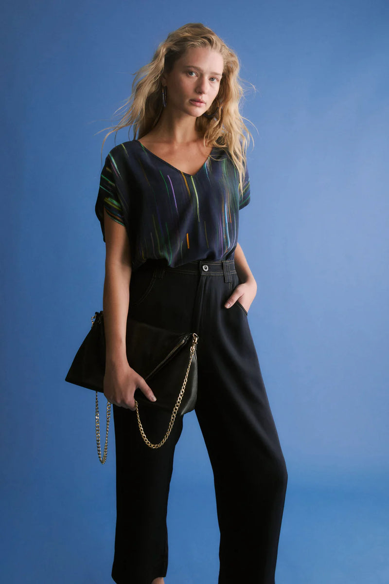 Elk the Label - Kayra V Neck Top - Aliena Print