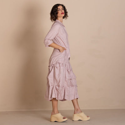 Megan Salmon - Linen Smock Skirt - Blush