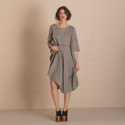 Megan Salmon - Linen Molly Dress - Taupe